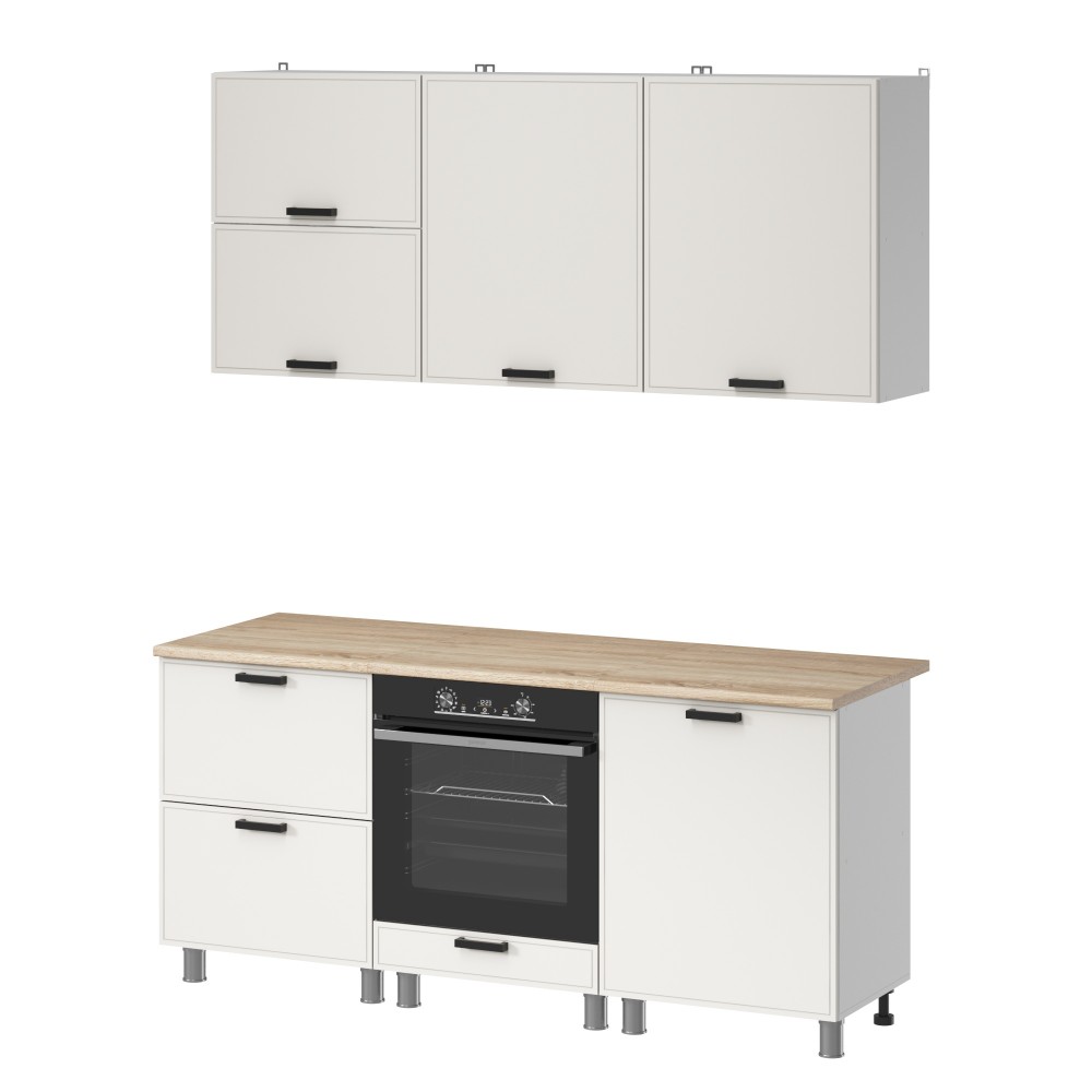 МК Аленушка 1,8м Магнолия Молочный,скоба черный,сонома