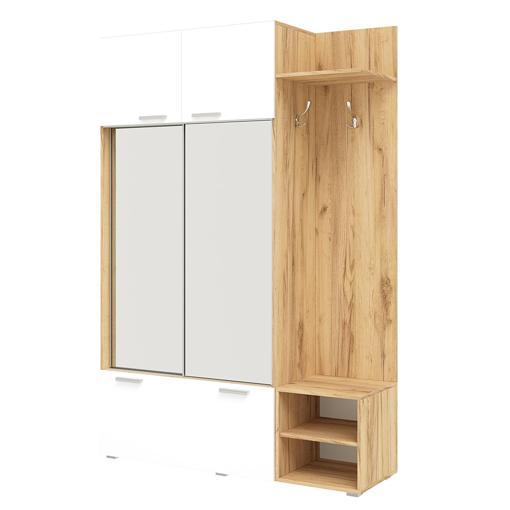 Прихожая Стелла, Белый глянец холодный, Дуб крафт