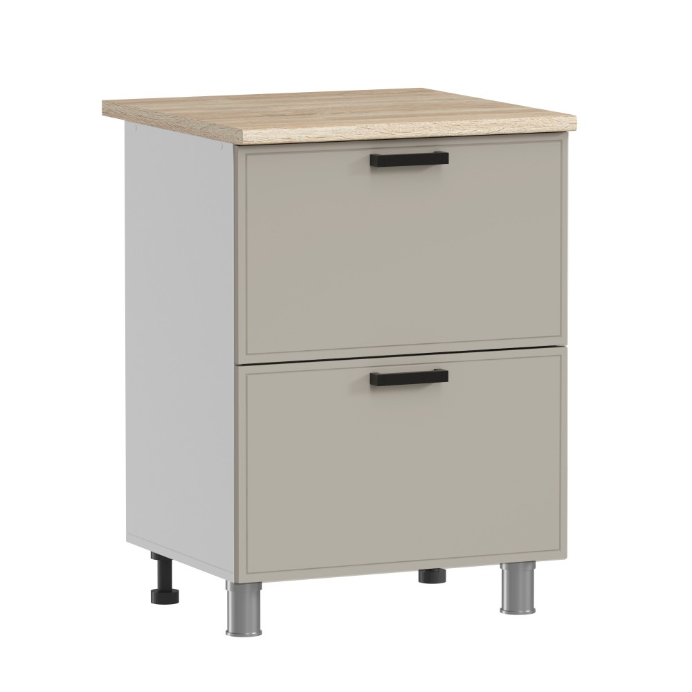 МК Аленушка Н2Я 600 Магнолия Керамика,скоба черный (со столешницей)