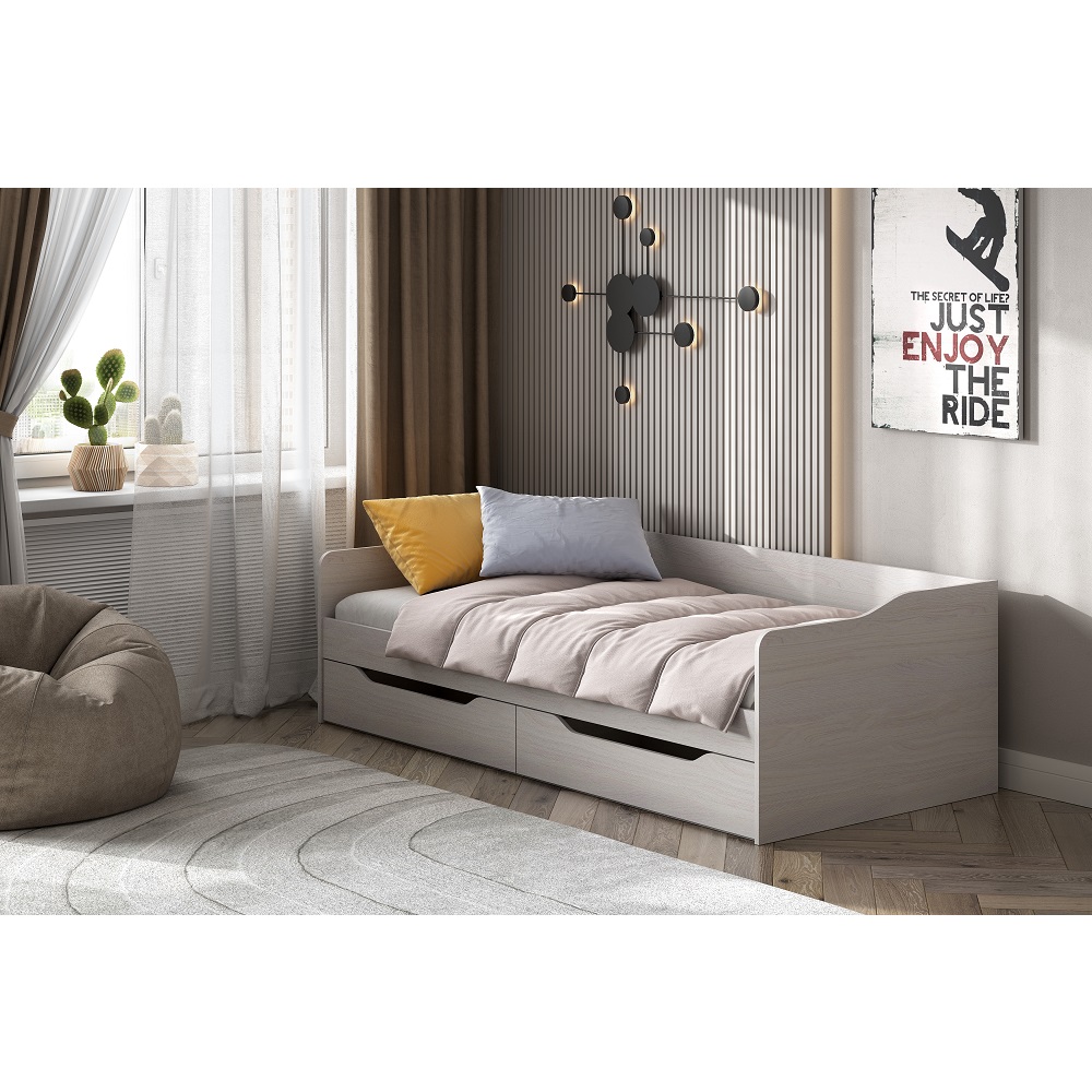 Кровать детская с основанием и матрасом Сити КР 1 90х200, Ясень анкор светлый