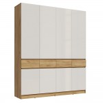 Шкаф четырехстворчатый Роджина, Дуб крафт, Белый глянец