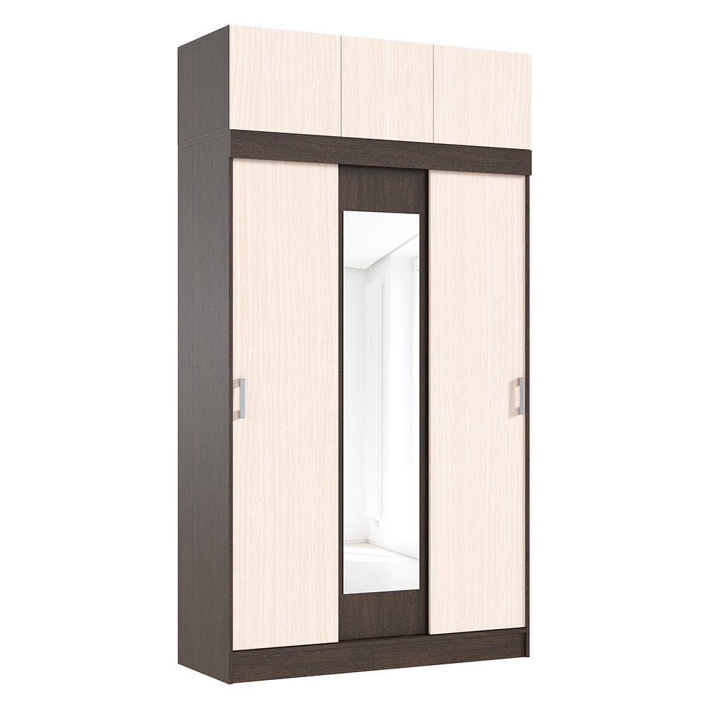 Шкаф с антресолью Бася/Роджина, Дуб беленый, Венге