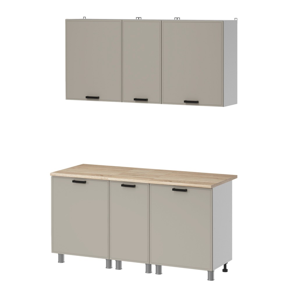 МК Аленушка 1,6м в.3 Магнолия Керамика,скоба черный,сонома