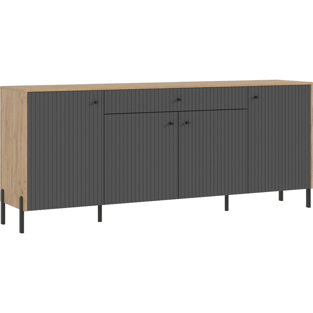 Комод Оливия (металл), Дуб Крафт, Графит Софт