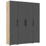 Шкаф четырехстворчатый Флэш (1800), Браш Графит, Дуб крафт