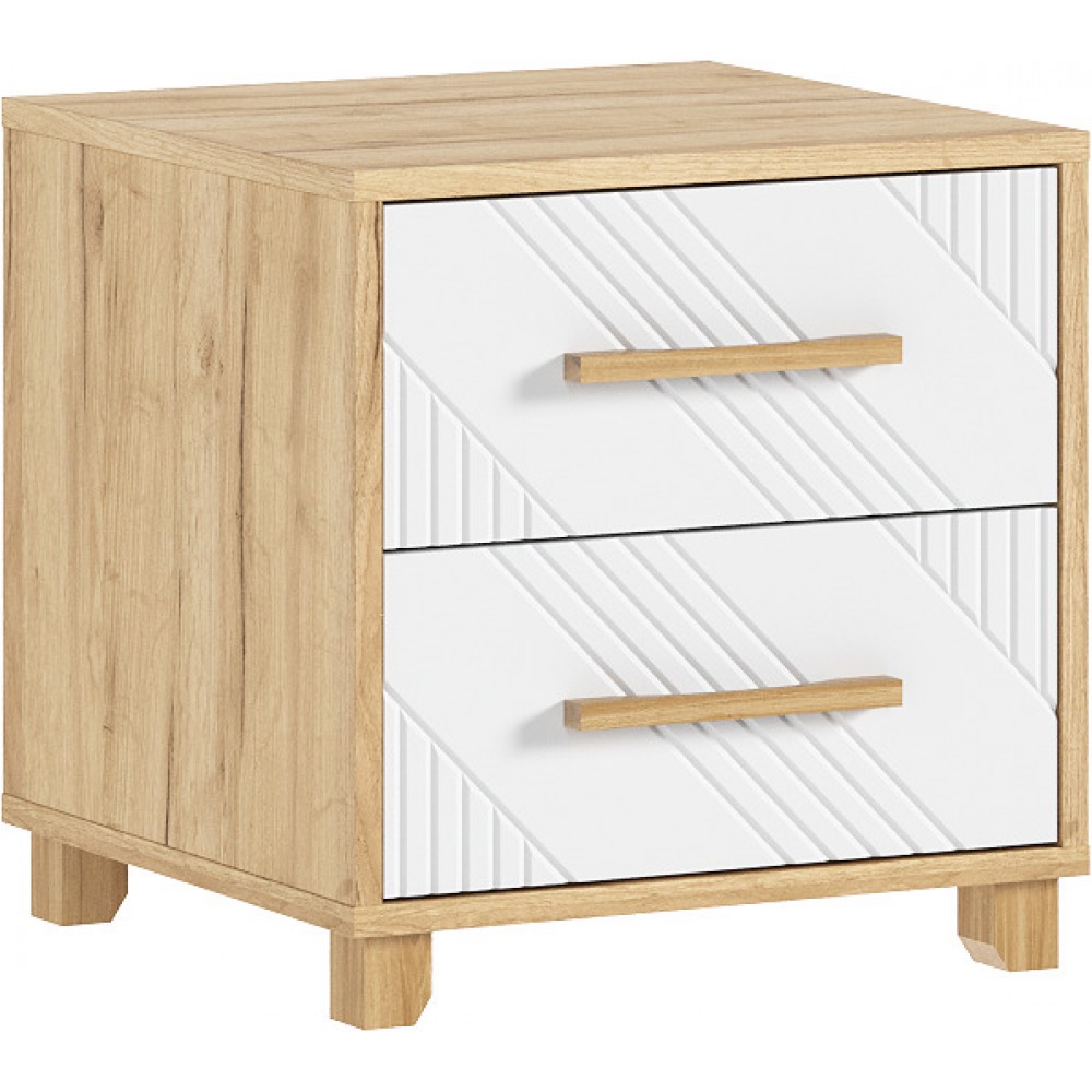 Тумба прикроватная Ирис (2 шт.), Браш Вайт, Дуб Крафт