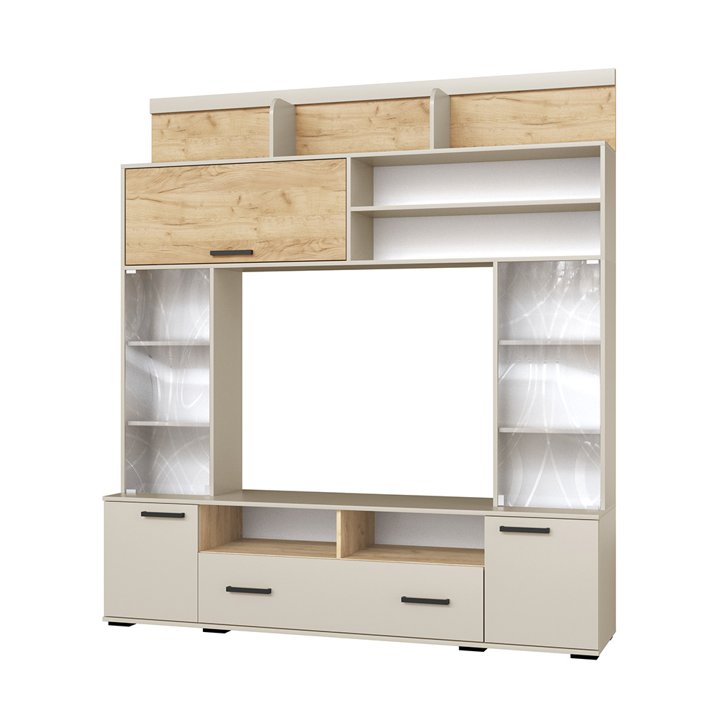 Стенка в гостиную Оскар-18 ОГЦС-2, Кашемир, Дуб крафт золотой