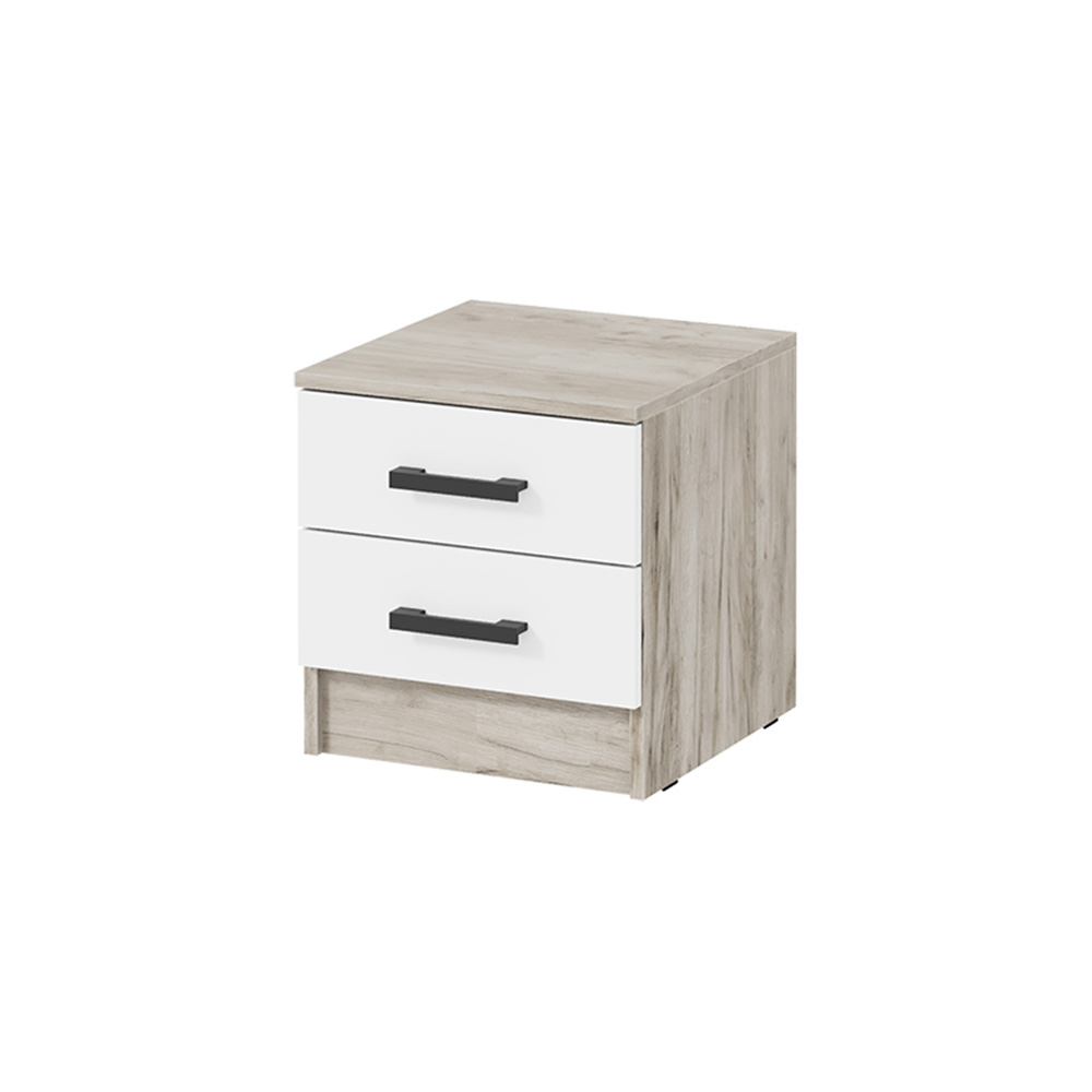 Тумба прикроватная Ронда, Дуб крафт серый, Белый