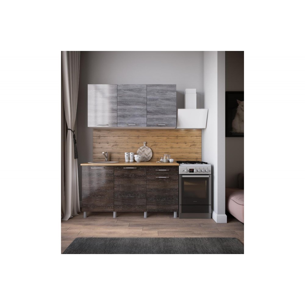 Кухня Танго 1.5м., Шале серебро; Шале дуб мореный