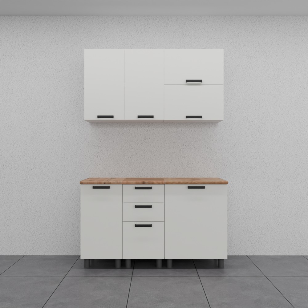 МК Аленушка 1,4м с ящ. Лаванда Молочный,скоба черный,сонома