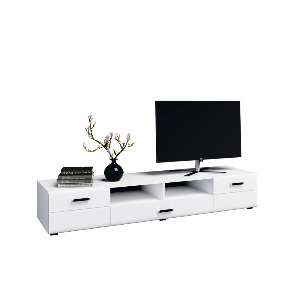 Тумба для ТВ Нэнси New (2дв.+1ящ.), Белый глянец холодный, Белый