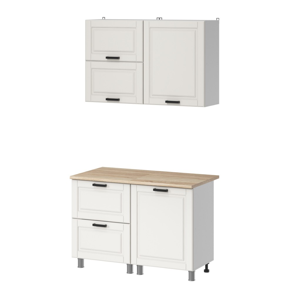 МК Аленушка 1,2м с ящ.в 2 Астра Молочный,скоба черный,сонома