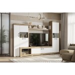 Стенка в гостиную Тесла ГС-01, дуб каньон/белый