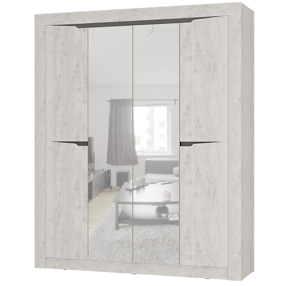 Шкаф четырехстворчатый Леонардо ШК-14, Бетон пайн светлый, Графит