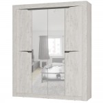 Шкаф четырехстворчатый Леонардо ШК-14, Бетон пайн светлый, Графит