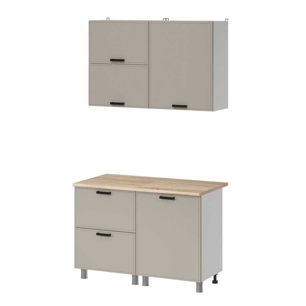 МК Аленушка 1,2м с ящ.в 2 Магнолия Керамика,скоба черный,сонома