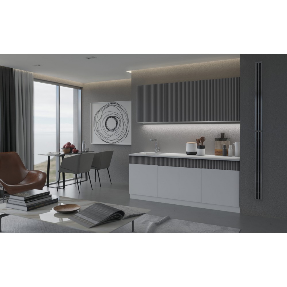 Кухня Оливия NEW 2,0м, Белый снег софт / Графит софт NEW