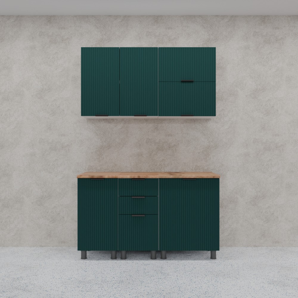 МК Аленушка 1,4м с ящ. Лотос Изумруд,скоба антрацит,сонома