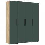 Шкаф четырехстворчатый Флэш (1800), Браш Мени Грин, Дуб крафт