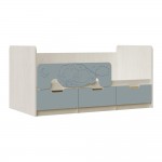 Кровать Юниор-4 (1,6х0,8м), Шарли Бриз, Дуб Крафт Белый