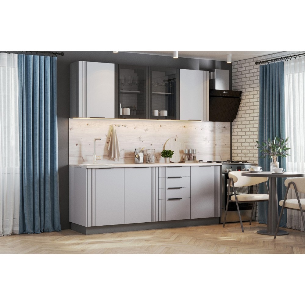 Кухня Альмерия 2,0, Серый графит, Бархат серый