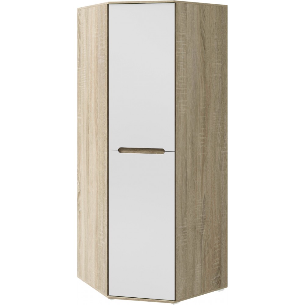 Шкаф угловой Ким, Белый глянец холодный, Сонома