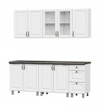 Кухонный гарнитур "Прованс" (2,0м) (МДФ) (со столешницей 38 мм) (Серия 2) Белый/Черный