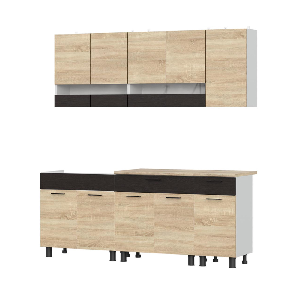 Готовая кухня КГ 2,2м, Белый, Дуб сонома, Дуб венге