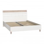 Кровать с ортопедическим основанием Муссон 11.41, Белый шагрень, Дуб эндгрейн