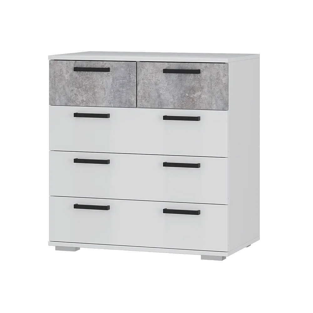 Комод Стандарт-5, Белый, Цемент светлый