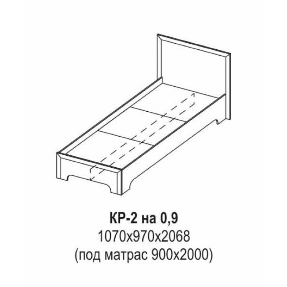 Кровать 0,9х2 м Классика КР-2 (донышко ЛДСП)