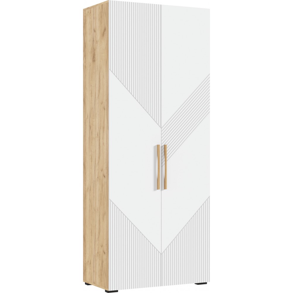 Шкаф двухстворчатый Ирис, Браш Вайт, Дуб Крафт