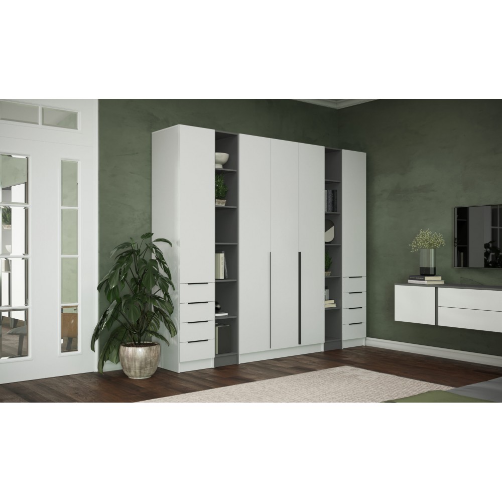 Мадрид Гардеробная система 3,8м,Белый;Графит