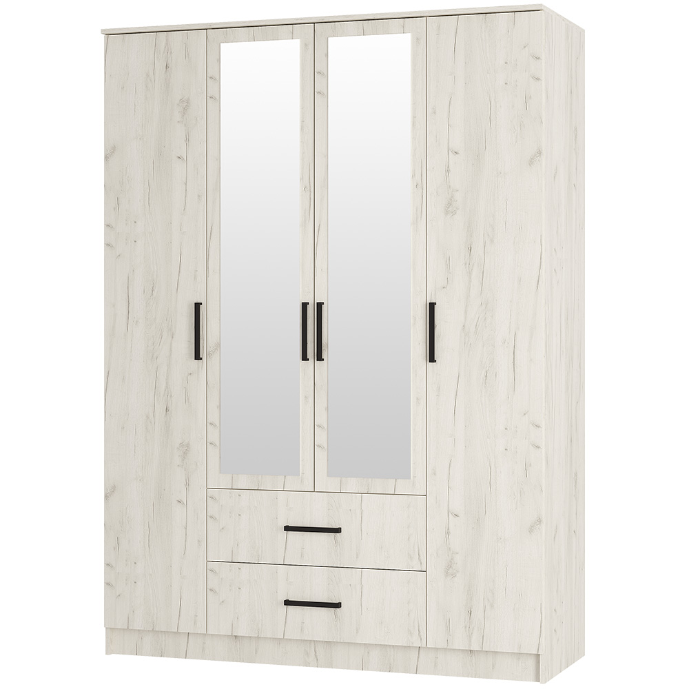 Шкаф 4-х створчатый Фиеста, Дуб крафт белый