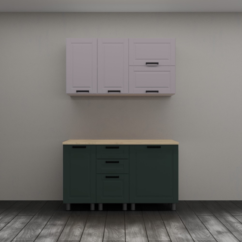 МК Аленушка 1,4м с ящ. Астра Кашемир/Изумруд,скоба черный,сонома