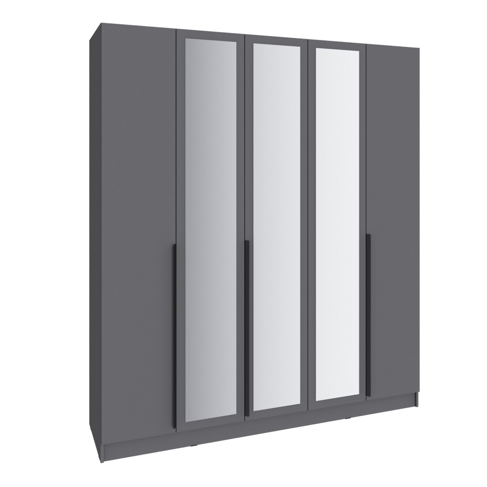 Шкаф Мадрид (2,0) с 3 ящ. внутри с зеркалом графит серый