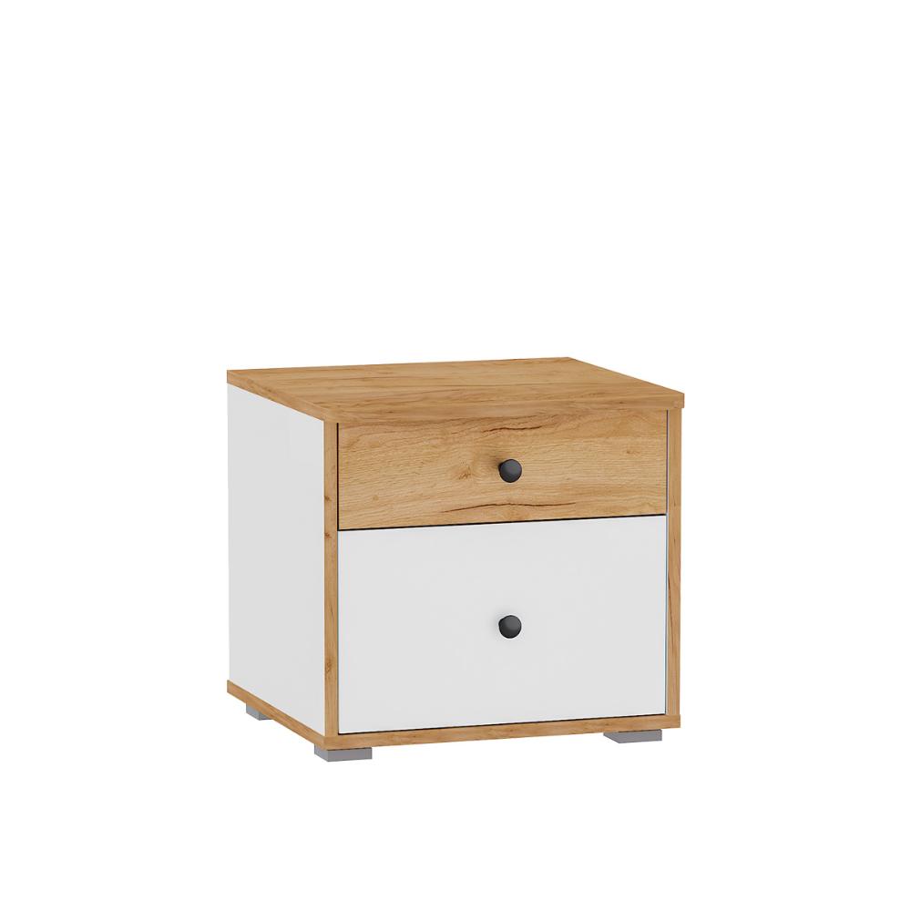 Тумба прикроватная Вуди 13.287, Белый премиум, Дуб Золотой