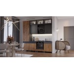 Кухня Техно-5 2,4м Компановка №2 (Графит/Экзотическое дерево Амазония/Графит софт NEW)