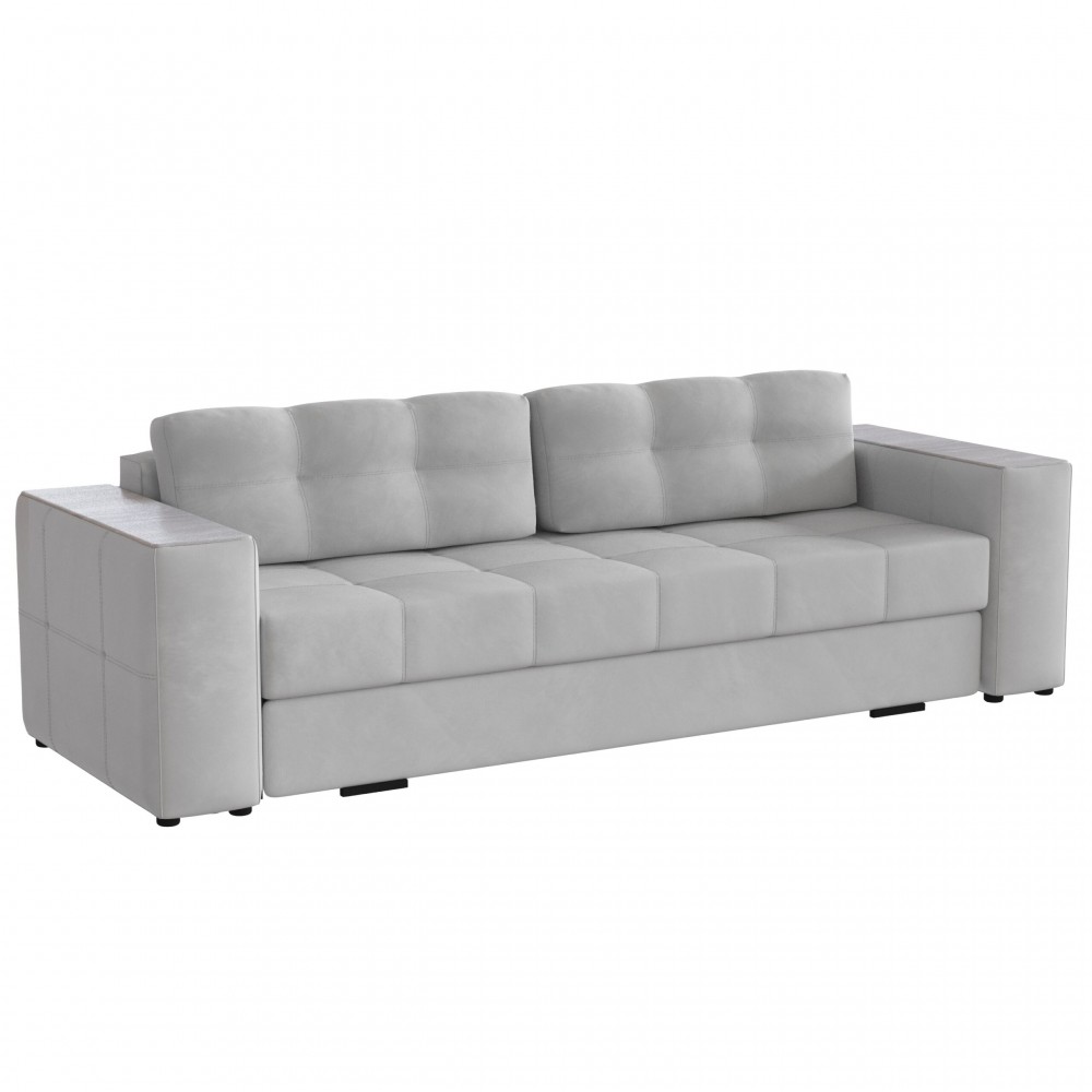 Диван раскладной Нави, светло-серый/мдф холст белый