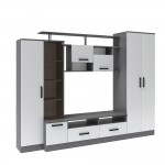 Стенка в гостиную Оскар-5, Графит серый, Камень серый