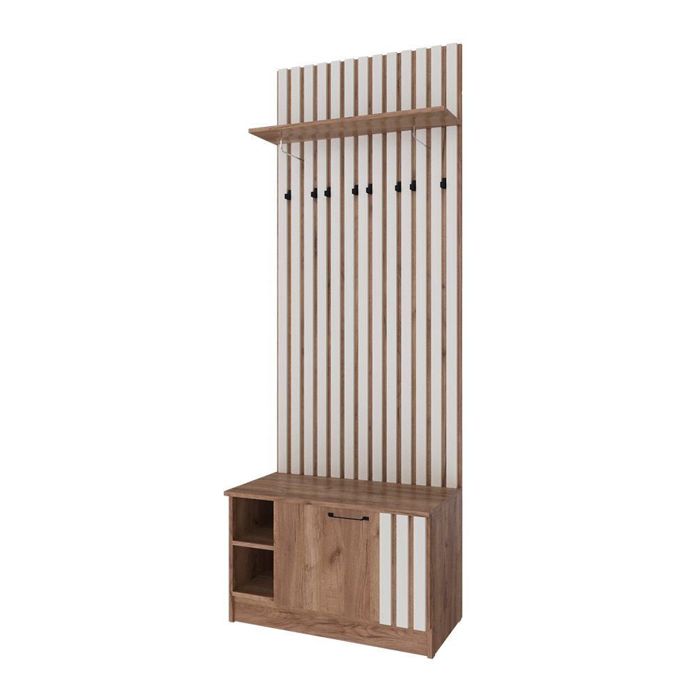 Тумба с вешалкой Кано 800 КПТВ-2, Дуб крафт табачный, Дуб крафт белый