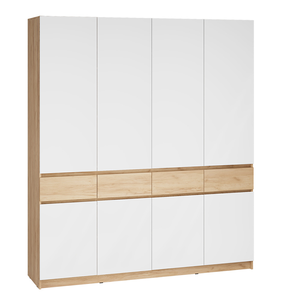 Шкаф распашной Стоуби ШК-2000, Дуб крафт золотой, Глянец белый