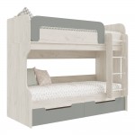 Кровать двухъярусная Юниор-4, Шарли Бриз, Дуб Крафт Белый