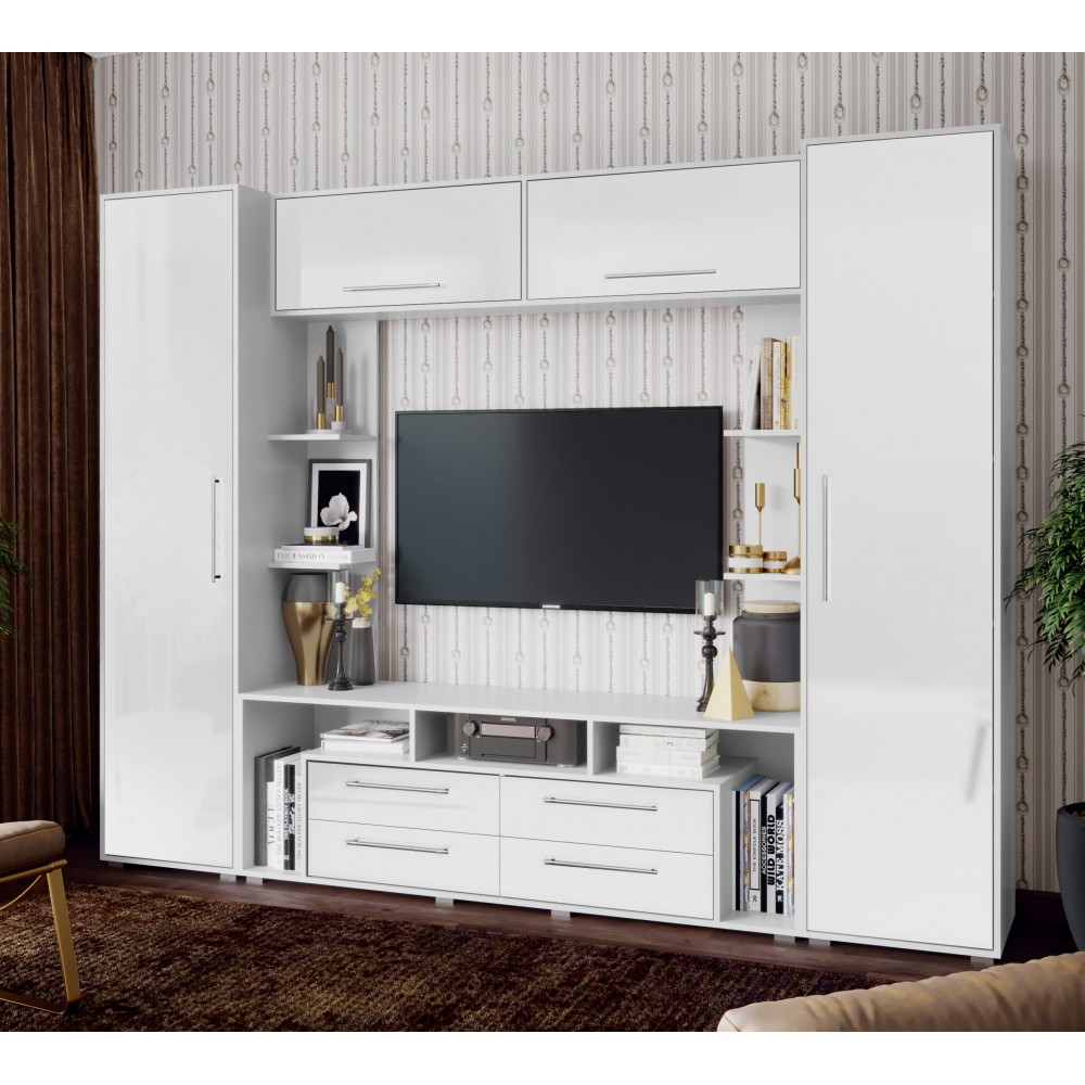 Гостиная Гармония, Белый глянец холодный, Белый