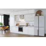 Кухня Оливия NEW 3,0х1,8м, Белый глянец холодный / Мрамор золото, Белый