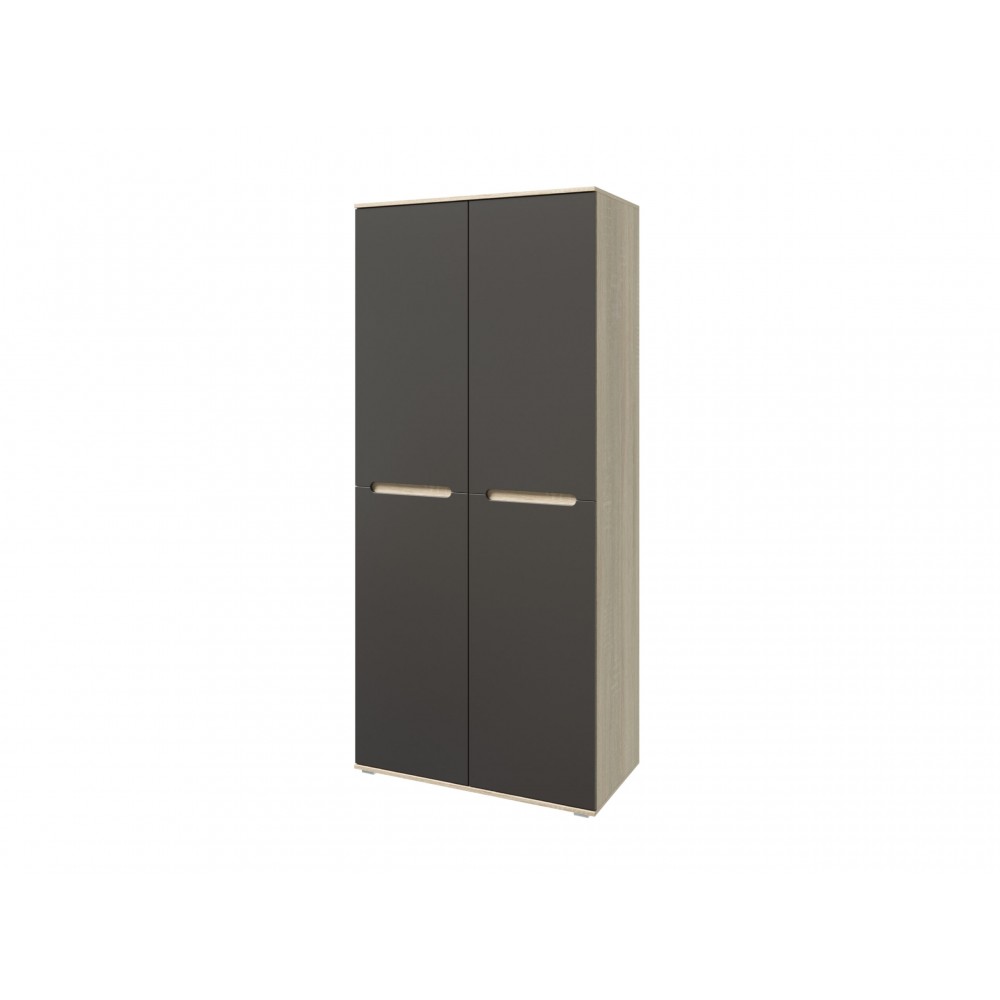 Шкаф двухстворчатый Ким, Графит софт, Сонома
