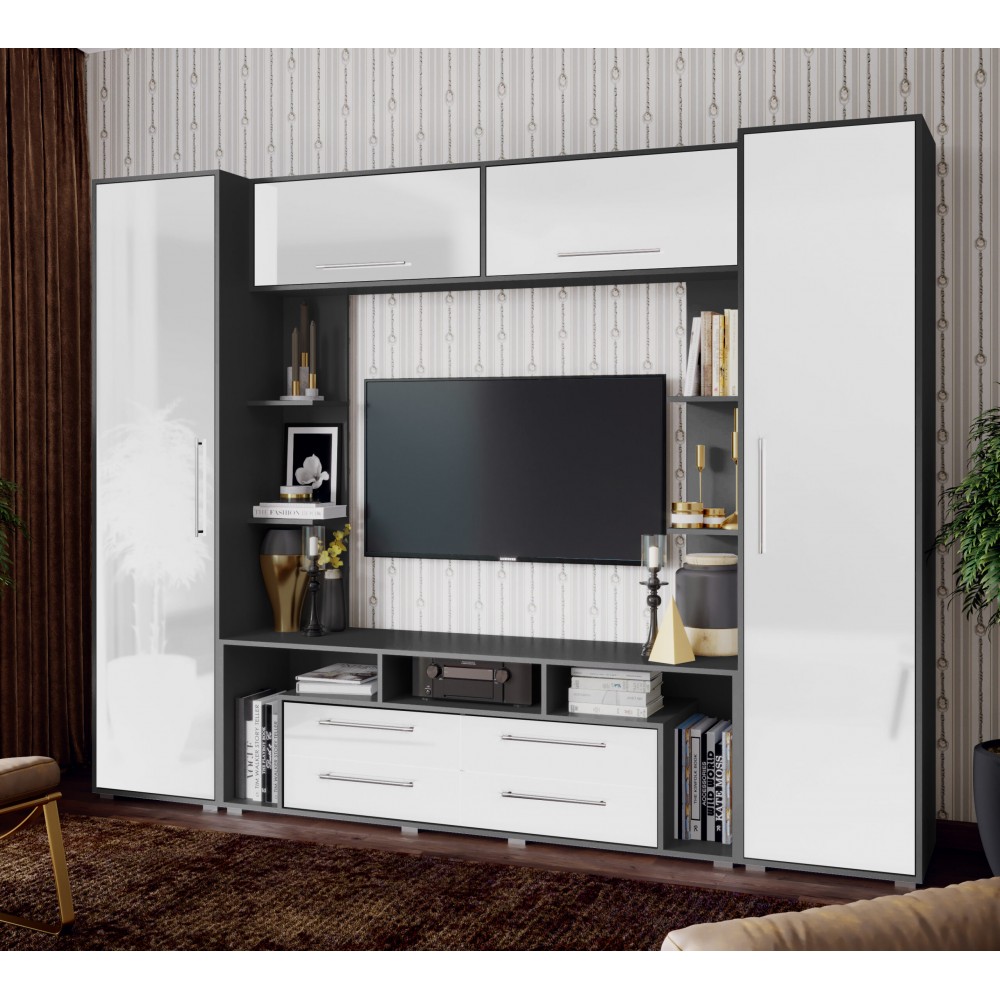 Гостиная Гармония, Графит софт, Белый