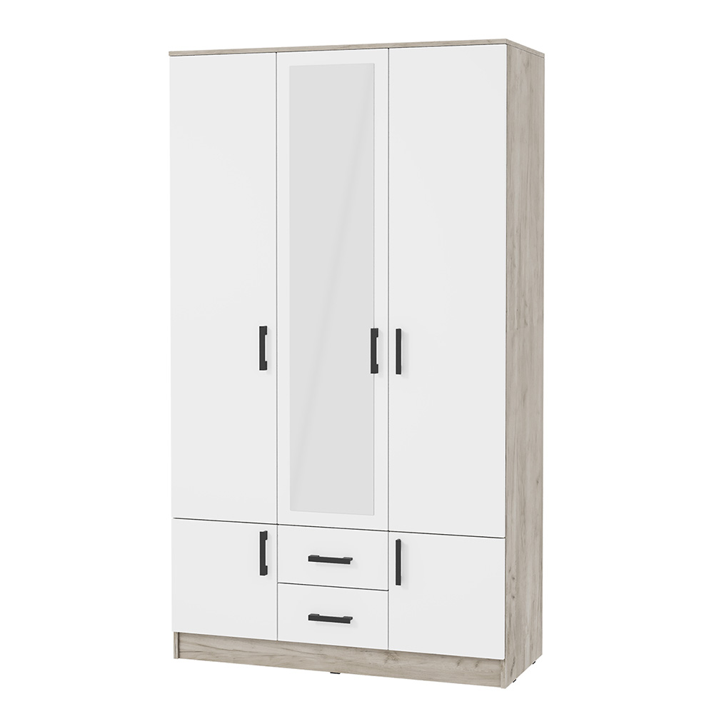 Шкаф трехстворчатый Ронда ШК-3, Дуб крафт серый, Белый