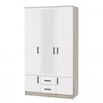 Шкаф трехстворчатый Ронда ШК-3, Дуб крафт серый, Белый