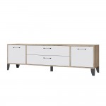 Тумба под телевизор Парус-13, Дуб крафт серый, Белый